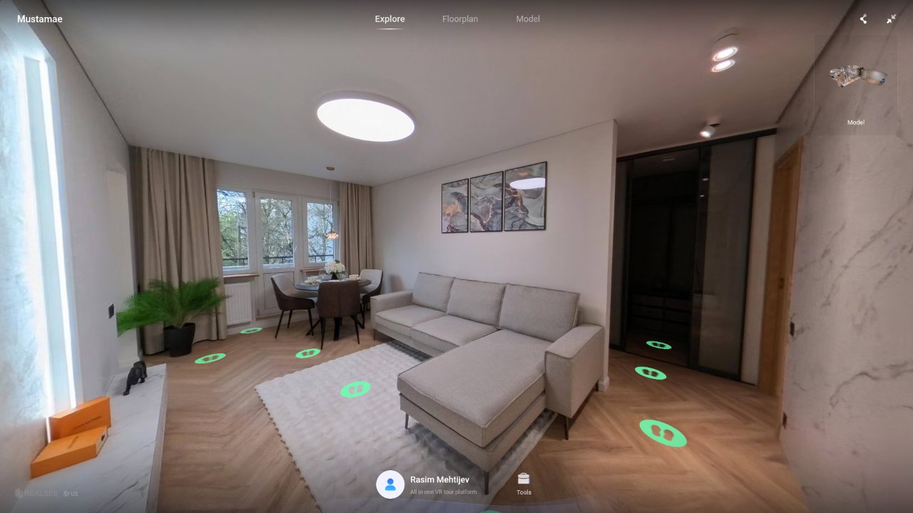 3D-virtuaaltuuri näidise eelvaade — sisevaade kinnisvarast